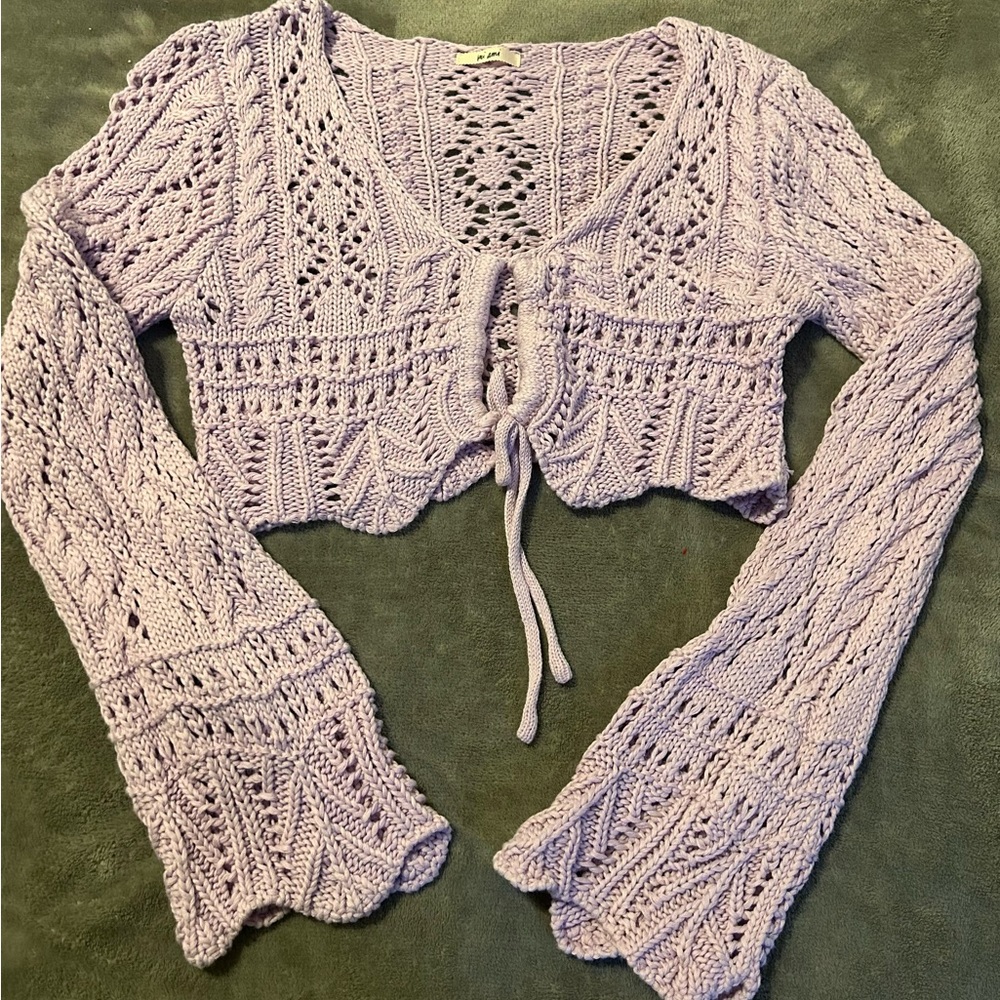 Miami Lilac Knit Sweater Crop